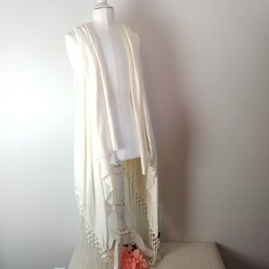 Cream Fringe Cover Up Vest